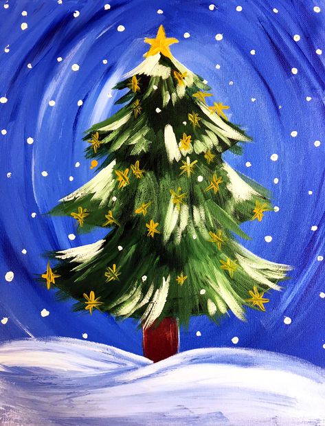 Making A Winter Wonderland In The Library - Lessons By Sandy F9B Christmas Decorations Drawings, Easy Christmas Drawings, Christmas Art For Kids, Diy Christmas Paintings, Holiday Canvas, Christmas Canvas Art, Painting Snow, Christmas Tree Art, Christmas Tree Painting