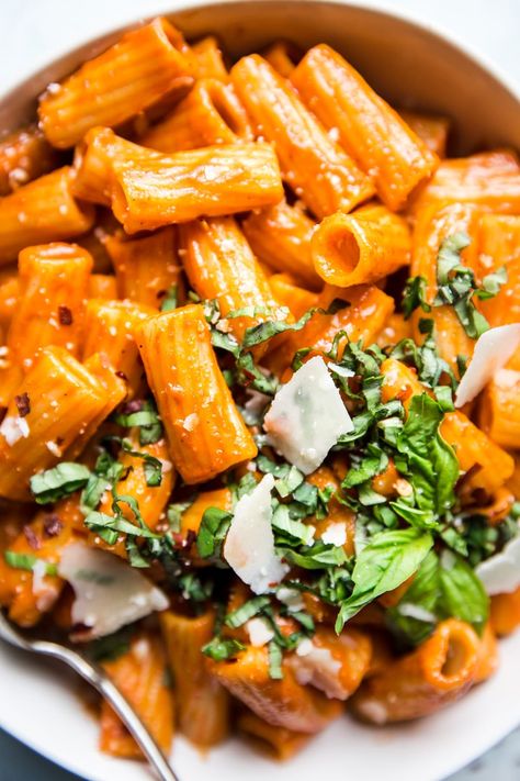 Roasted Red Pepper Rigatoni, Red Pepper Rigatoni, Red Pepper Pasta Sauce, Roasted Red Pepper Pasta, Red Pepper Pasta, Roasted Red Pepper Sauce, The Modern Proper, Modern Proper, Rigatoni Pasta