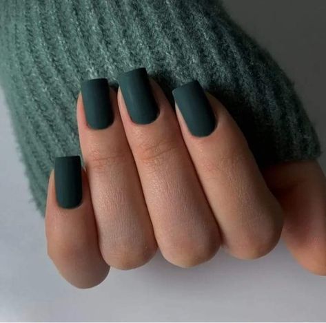 Short Stick On Nails, Matte Short Nails, Solid Color Acrylic Nails, Glue On Nails Short, Press Ons Nails, Matte Green Nails, Green Press On Nails, Press On Nails Square, Matte Nail Colors