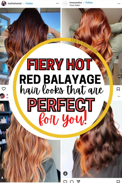 Ready to warm it up? Red, copper, chestnut and strawberry blonde tones are so hot, they're melting, in these 20 red and copper balayage transformations. Find your new favorite hair color and tell your stylist you're ready to get fiery! #redbalayage #balayage #haircolor #hairinspo #redhair *see images for attribution to stylist Copper Red Balayage, Red Copper Balayage, Balage Hair, How To Bayalage Hair, Color Melting Hair, Balyage Hair, Red Hair With Blonde Highlights, Red Balayage Hair, Balayage Hair Color Ideas