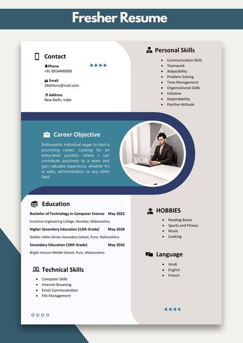 Free Resume Design Download for Fresher Fresher Resume, Best Cv Template, Resume Design Free, Duke Bike, Senior Secondary School, Resume Design Professional, Cv Format, Engineering Colleges, Resume Format