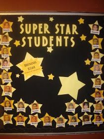 Teacher blog Students Of The Month Bulletin Board, Cinema Theme Classroom, Star Of The Week Ideas, Star Student Bulletin Board Ideas, Student Of The Month Bulletin Board, Star Student Board, Ptm Board Decoration, Star Themed Classroom, Star Bulletin Boards