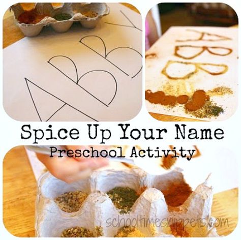 Preschool Name Recognition, Cooking Lesson Plans, Senses Activity, 5 Senses Preschool, Five Senses Preschool, Name Activity, Preschool Cooking, Senses Preschool, Cooking Theme