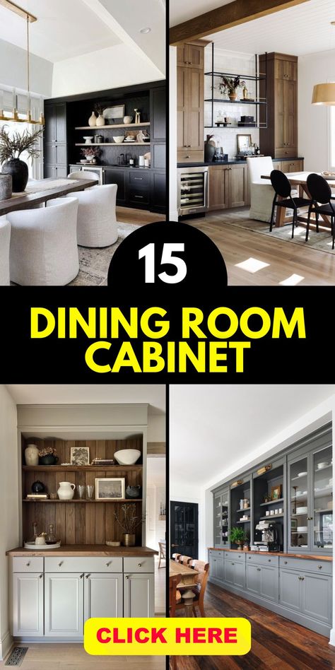 Dining Room Cabinet – Ideas and Inspirations Buffet Ideas Decor, Dining Room Cabinet Design, Dining Room Cabinet Ideas, Dining Room Cabinets Built In Buffet, Built In Cabinets In Dining Room, Built In Dining Room Buffet, Built Ins In Dining Room, Dining Room Cabinet Decor, Dining Room Cabinets Built In