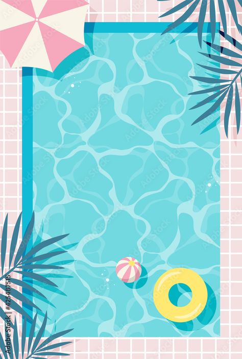 Pool Party Background Wallpaper, Pool Party Graphic Design, Pool Graphic Design, Invitaciones Pool Party, Pool Party Wallpaper, Pool Party Illustration, Summer Illustration Design, Swimming Pool Illustration, Pool Wallpaper