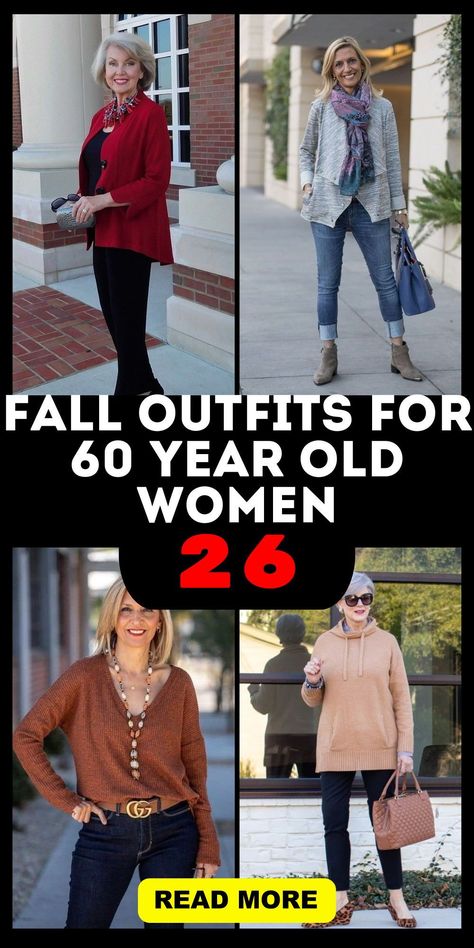 The perfect fall outfits for 60 year old woman combine style, comfort, and practicality. Casual outfits for autumn weekends can include chic sweaters, jeans, and comfortable shoes like Wallabees for hiking or golfing. For office wear, business casual pieces provide a professional yet relaxed look. Look for sales to find classy plus size and petite outfits, and explore cold weather ideas to keep warm while looking stylish. These outfits are perfect for any occasion, from parties to travel. Wardrobe For 60 Year Old, Casual Grandma Outfits, 50 Womens Fashion Over 50 Outfit Ideas, Stylish Clothes For Women Over 50, Wardrobe 50 Year Old, Over 60 Winter Outfits, Trendy Grandma Outfits, What To Wear Over 50 Outfits, Winter Outfits Over 50 Older Women Casual