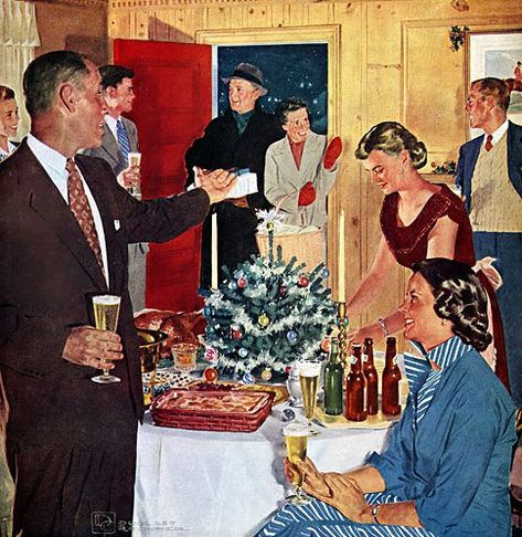 How to Throw an Awesome Holiday Party--Part I: Choosing a Party Theme Outfits Mit Leggings, Holiday Buffet, Holiday Party Themes, 1950s Christmas, Art Of Manliness, Christmas Ad, Mid Century Christmas, Sneakers Mode, Old Fashioned Christmas