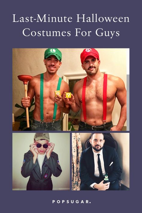 Last Minute Guys Halloween Costumes, Guys Halloween Costumes Easy, Movie Character Costumes Male, Diy Last Minute Halloween Costumes Easy Men, Easy Last Minute Costumes Men, Last Minute Guy Halloween Costumes, Easy Costumes Last Minute Men, Last Minute Men’s Halloween Costume, Men Last Minute Halloween Costumes