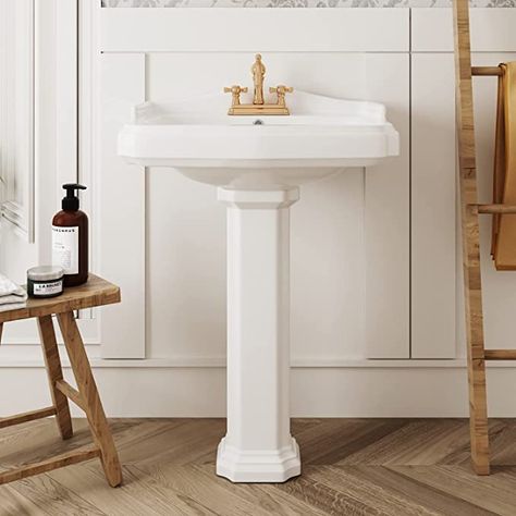 Corner Pedestal Sink, Bathroom Pedestal Sink, Pedestal Sink Bathroom, Rectangular Vessel Sink, Pedestal Bathroom Sink, Wall Mount Sink, Retro Bathrooms, Pedestal Sinks, Pedestal Basin