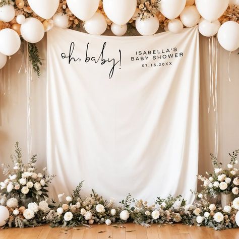 ADELLA Modern Minimal Baby Shower Photo Tapestry Wedding Photobooth Backdrop, Unique Tapestries, Engagement Party Banners, Bridal Shower Wine Theme, Photo Tapestry, Minimal Baby, Photo Booth Backdrop Wedding, Bridal Shower Banner, Wedding Backdrops