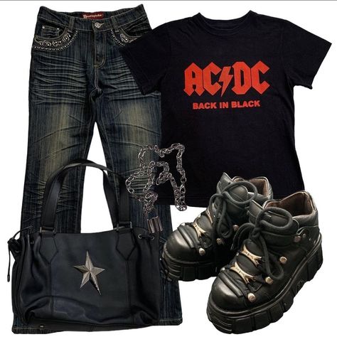 Emo Rocker Outfits, Rockstar Gf Outfit Png, Biker Gf Outfits, Rockstar Gf Clothes Png, Rock Star Gf Outfits, Rock Chick Outfits, Rockstar Girl Outfit, Rockstar Gf Style, Female Rockstar Outfit