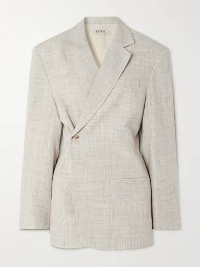 RÓHE Overlap woven blazer | NET-A-PORTER Net A Porter Jacket, Women’s Blazer, Hourglass Blazer, Wedding Suits For Bride, Blazer Details, Blazers Women, Summer Blazer, Women Blazer, Soft Tailoring