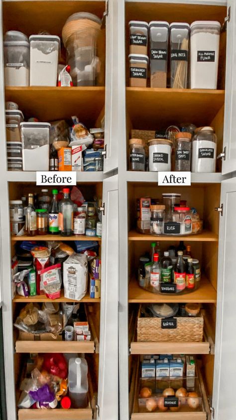 Pantry In Kitchen, Small Pantry Cabinet, Apartment Pantry, Deep Pantry Organization, Organize A Pantry, Narrow Pantry, Pantry Organization Hacks, Tiny Pantry, Small Kitchen Pantry