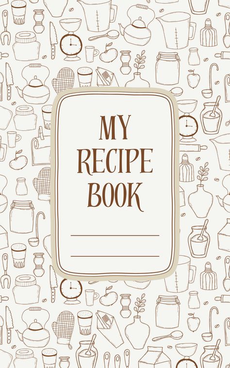 Recipe Book Illustration Cover Design, Cute Recipe Book Ideas Cover, Recipe Book Cover Design Aesthetic, Cooking Journal Cover, Cookery Book Cover Design, Recipe Book Front Cover Design, Cook Book Journal Ideas, Journal Recipe Ideas, Recipe Book Cover Design Ideas