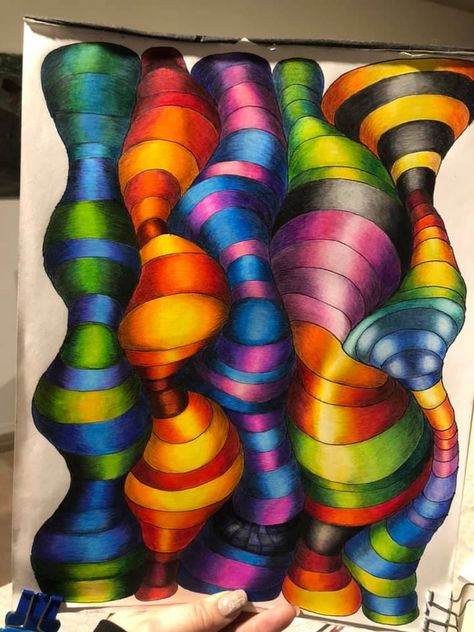 Pencil crayon Optical Illusion art Optical Illusions Art Colorful, Optical Illusions Art Easy, Optical Illusions Art Drawing, Color Optical Illusions, Optical Illusions Drawings, Optical Illusion Paintings, Op Art Lessons, Art Crayon, Optical Illusion Art