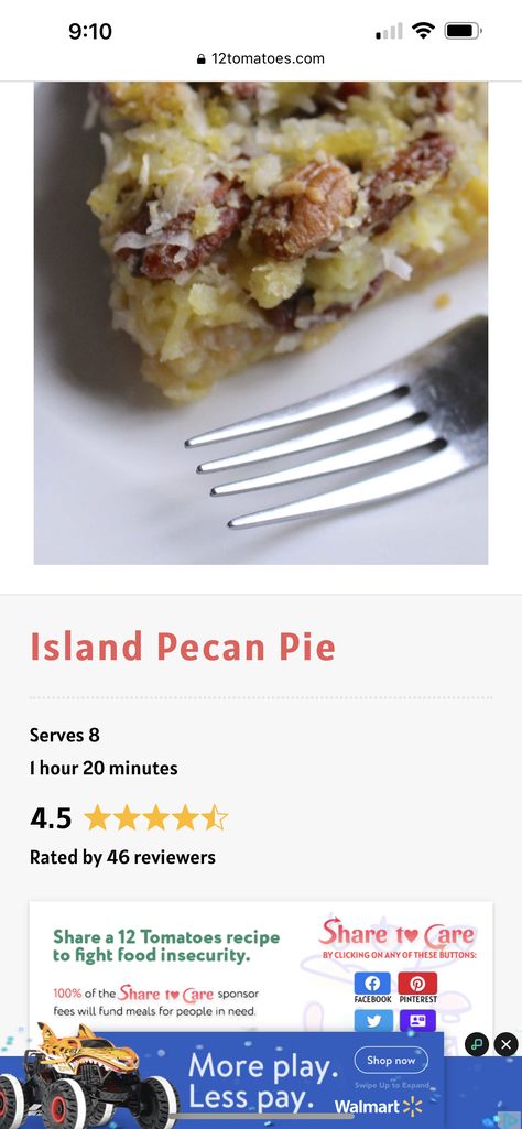 Island Pecan Pie Recipe 12 Tomatoes, Island Pecan Pie 12 Tomatoes, Island Pecan Pie Recipe, Island Pecan Pie, Baked Pies, Sugar Addict, 12 Tomatoes Recipes, Artisan Breads, Cookie Brownie Bars