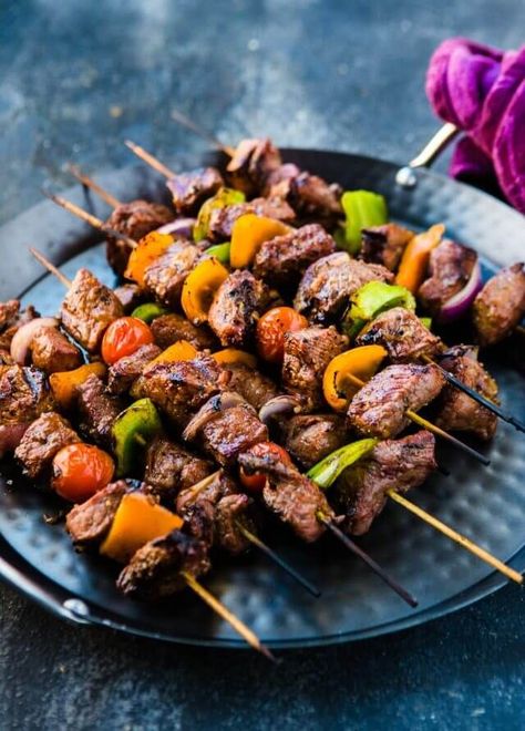 Marinated Beef Shish Kabobs Beef Shish Kabobs, Beef Shish Kabob, Shishkabobs Recipe, Vegan Bbq Recipes, Seitan Recipes, Vegetarian Bbq, Shish Kabobs, Shish Kebab, Beef Kabobs