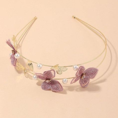 Butterfly Headband, Purple Headbands, Pretty Jewelry Necklaces, Head Pieces, Cheap Hair Products, Cute Headbands, Wedding Dresses For Girls, Beauty Equipment, Handmade Embroidery