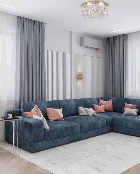 Sofa Sets Living Room, Luxury Sofa Living Room, Blue Couch, Latest Sofa Designs, Luxury Sofa Design, Classy Living Room, تصميم داخلي فاخر, Latest Living Room Designs, Corner Sofa Design