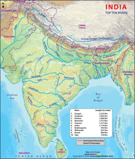 Find here the top 10 rivers in India by length in kilometers along with a map. Also, know from where they originate and end. Indian River Map Full Hd Hindi, Himalayas Map, Rivers In India, Indian River Map, Rivers Of India, Ancient India Map, India World Map, World Geography Map, Basic Geography