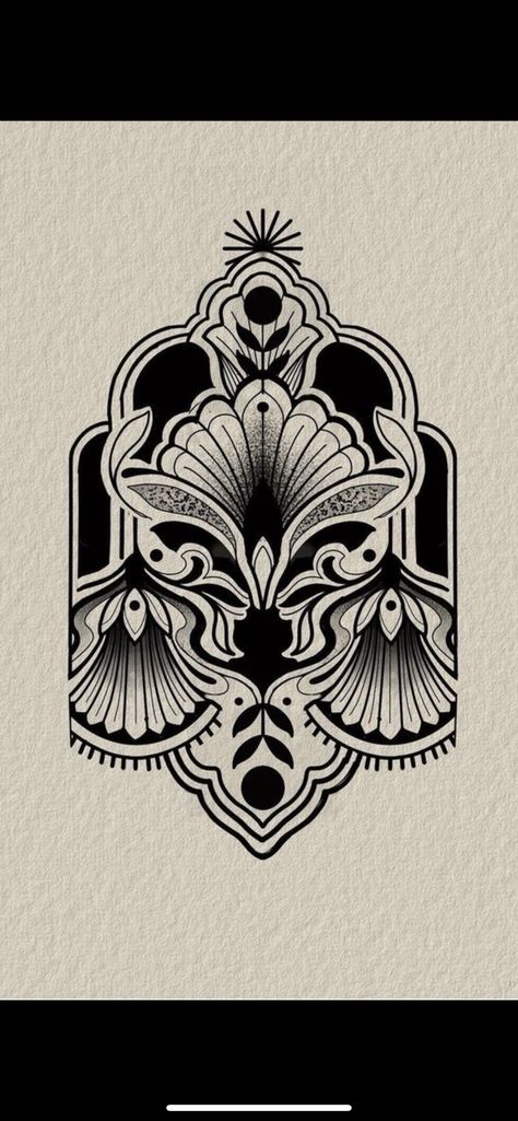 Block Art Tattoo, Art Deco Tattoo Design, Sorceress Tattoo, Art Nouveau Tattoo Sleeve, Traditional Ornamental Tattoo, Art Deco Tattoos, Art Deco Tattoo Woman, Black Ornamental Tattoo, Floral Ornamental Tattoo