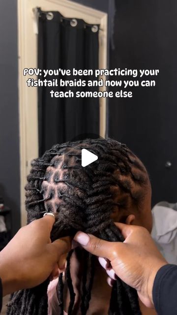 Locgician on Instagram: "Been practicing how to do this fishtail braid for the longest, and I'm FINALLY comfortable enough to do it on my clients. 🥰 I think I did pretty good! 

Locgician @dreadsbydread

#locgician #goodlocday #goodlocdayvibes #goodlocvibes #locstyling #locretwist #locrepair #dreadlocks #locmaintenance #houstonloctician #dreads #neatlocs #miamilocs #locticians #loctransformation #locstyles #braidedlocs #naturalhair #fishtailbraid #blackhairstyles #locdup #miamiloctician #ilovemylocs #dreadsforwomen #blessedhands" Locs Fishtail Braid, Loc Fishtail Braid, Fishtail Locs Hairstyles, Dreadlock Hairstyles Long, Fishtail Braid Locs, Fishtail Braid On Locs, Thick Locs Styles For Men, How To Braid Locs, Dreadlock Hairstyles For Women Long Hair