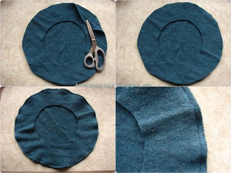 How to Sew a Beret: 3 Steps (with Pictures) Topi Baret, Pola Topi, Beret Pattern, Sewing Hats, Hat Patterns To Sew, Sew Ins, Beret Hat, Sewing Projects For Beginners, How To Sew