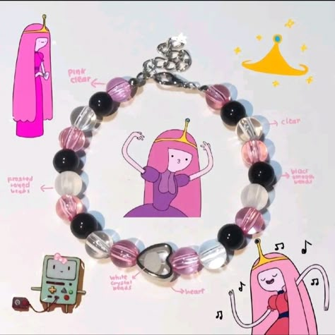 Diy Kandi Bracelets, Marceline And Bubblegum, Hello Kitty Jewelry, Crystal Bead Jewelry, Pretty Jewelry Necklaces, Bracelet Craft Diy, Bead Charms Diy, Diy Bracelet Designs, Diy Bracelets Patterns