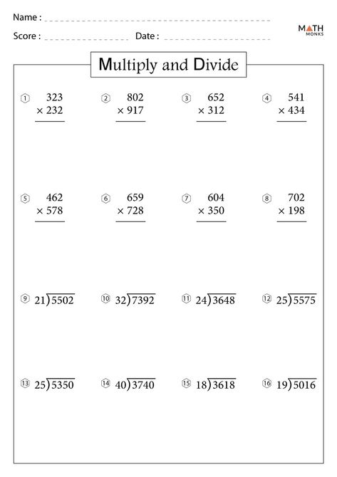 Multiplication and Division Worksheets with Answer Key Division And Multiplication Worksheet, Multiplication Division Worksheet, Division Worksheets 3rd Grade, Division Worksheets Grade 4, Division Facts Worksheets, Color By Number Multiplication, Number Multiplication, Multiplication And Division Worksheets, Mixed Fractions