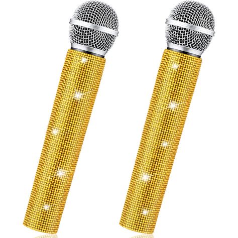 PRICES MAY VARY. Package Includes: you will receive 2 pieces of glitter microphone props, so you can use with your friend or family together; You can also send these microphone props to them as their birthday gifts, and show your love to them Pretend Microphone Toy: the toy microphone prop looks like a real microphone, so the little ones or adults can use it as a stage prop and express themselves in front of people, or you can act or singing with it; This will help you exercise, rehearse and bui Rhinestone Microphone, Glitter Microphone, Toy Microphone, Fake Microphone, Microphone Prop, Disco Stage, Music Themed Parties, Bling Rhinestones, Stage Props