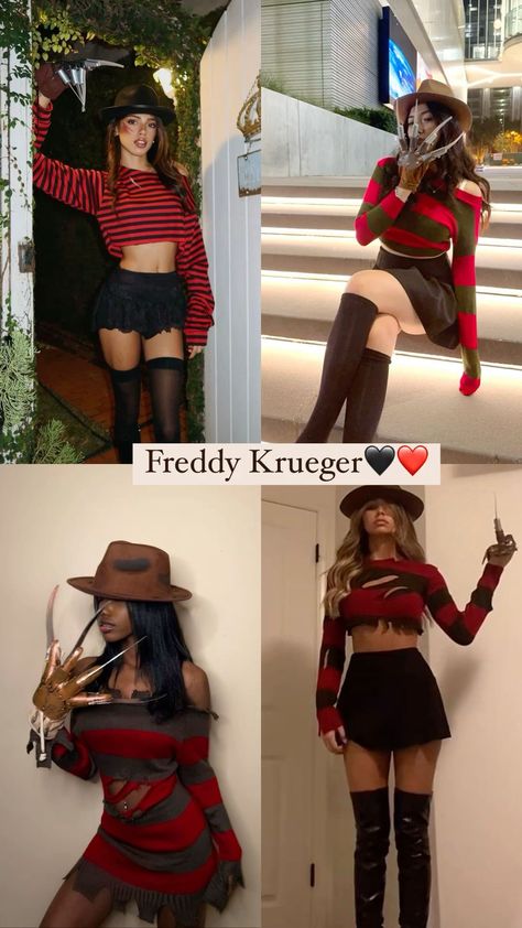 [AffiliateLink] #Freddykrueger #Freddy #Halloweenhalloween #Halloweencostumeideas #Halloween #Costume #Costumesforwomen #iconichalloweencostumeswomen Freddie Kreuger Halloween Costume, Slasher Film Costume, Freddy Krueger Halloween Costumes, Dexter Costume Female, Freddie Krueger Costume Women, Freddy Krueger Woman Costume, Cute Horror Halloween Costumes, Scary Solo Halloween Costumes, Fem Freddy Krueger