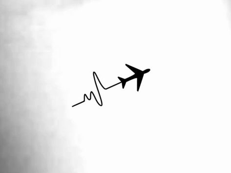 Small Covering Tattoos, Airplane Mode Tattoo, Airplane Heartbeat Tattoo, Travel Plane Tattoo, Plane With Heartbeat Tattoo, Airplane Hand Tattoo, Tattoo Airplane Travel, Plane Heartbeat Tattoo, Heartbeat Plane Tattoo