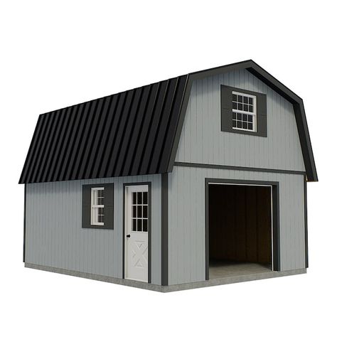 Best Barns Jefferson 16-ft x 32-ft Wood Storage Shed in the Wood Storage Sheds department at Lowes.com Single Car Garage Ideas, Cement Block House, Prefab Garage Kits, Small Pole Barn, 2 Story Garage, Kids Barn, Single Car Garage, Shed Tiny Home, Prefab Garages