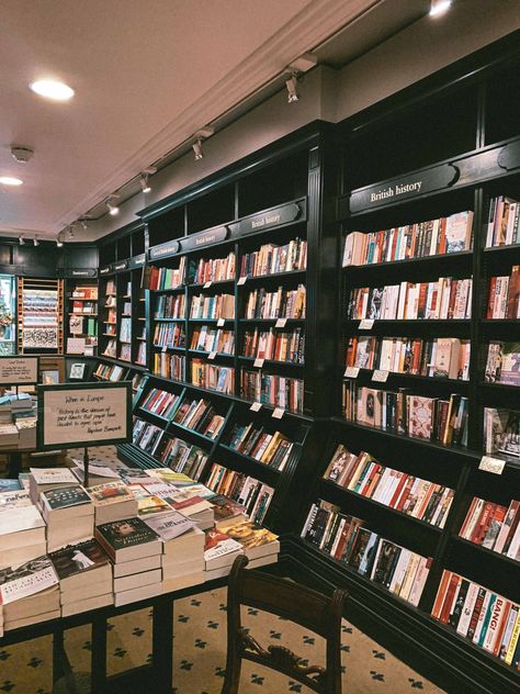 Hatchards: A Peek Inside the Oldest Bookshop in London | solosophie Bookstores In London, Bookstore Design, Burlington Arcade, Bookstore Cafe, Library Inspiration, Dream Library, Library Aesthetic, Comfortable Armchair, Book Cafe