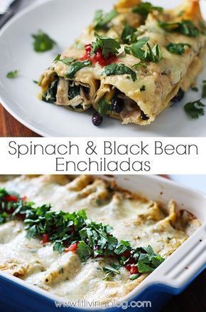 Spinach Enchiladas, Enchiladas Chicken, Spanish Cooking, Meat Meals, Black Bean Enchiladas, Bean Enchiladas, Pumpkin Scones, Veggie Meals, Vegetarian Meal