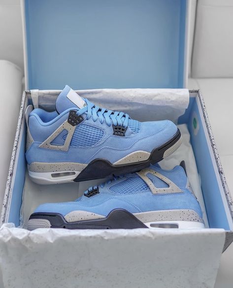 University Blue 4s Jordans, Blue Jordan 4’s, Jordan 4 University Blue Outfit, Jordan 4 Blue, Air Jordan 4 University Blue, Jordan 4 Unc, Jordan 4 University Blue, Zapatillas Nike Basketball, Retro 4s