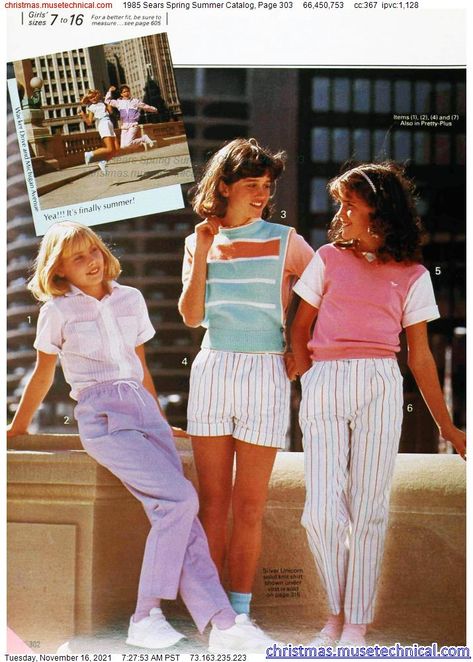 1985 Sears Spring Summer Catalog, Page 303 - Catalogs & Wishbooks 80s Girl Fashion, 19s Fashion, 1980s Outfits, 80s Inspired Outfits, Decades Fashion, 1980’s Fashion, 80s Fashion Trends, Vintage Kids Clothes, 80’s Fashion