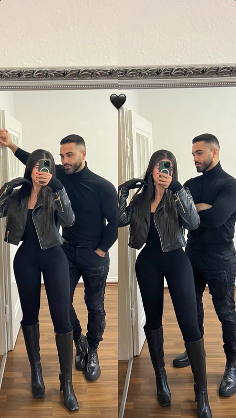 All Black Date Night Outfit, Black Couples Matching Outfits, Couple Outfits Matching Classy, Couple Date Night Outfits, Black Date Night Outfit, Couple Outfits Matching, Date Night Outfit Classy, Winter Date Night Outfits, Couple Matching Outfits