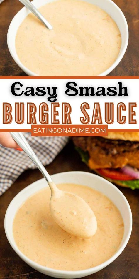 Delicious Smash Burger Sauce is a tasty addition to all your burger recipes. It is easy to make and you only need a few staple ingredients. Anytime we make Air Fryer Hamburgers this burger sauce is just as important as the pickles and lettuce when serving. We keep it stocked in our fridge as my kids use it as a dipping sauce to many fried foods. #eatingonadime #smashburgersauce #easyrecipe Smashburgers Sauce, Pita Smash Burger, Keto Smash Burger, Smashburger Sauce, Smashburgers Recipe, Smash Burger Sauce Recipe, Smash Burger Sauce, Air Fryer Hamburgers, Best Burger Sauce