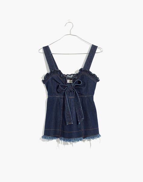 Madewell X Karen Walker Raw-Edged Denim Trianon Top Denim Tank Top, Denim Tank, Karen Walker, Mode Inspiration, Dark Denim, Fashion Sewing, Denim Top, Cute Tops, Pretty Outfits