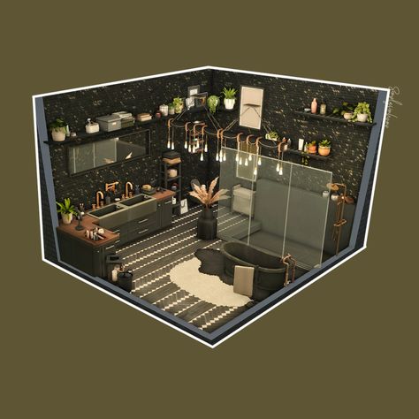 Sims 4 Fancy Bathroom, Sims 4 Big Bathroom Ideas, Sims 4 Goth Bathroom, Sims 4 Bathroom Layout, Sims 4 Modern Bathroom Cc, Sims4 Bathroom Ideas, Sims 4 Luxury Bathroom, Minecraft Shower Ideas, Sims 4 Modern Bathroom