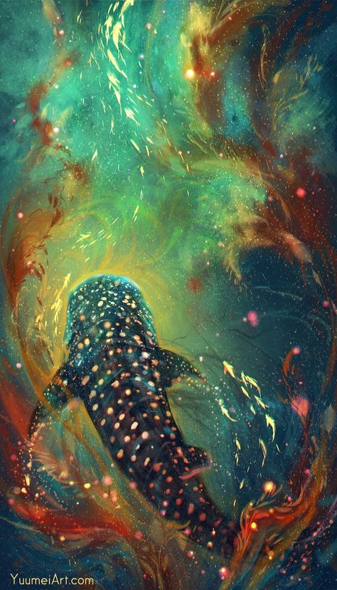 Yuumei Art, Kelp Forest, Large Art Prints, Whale Shark, Dreamy Art, Ocean Art, Large Art, Pretty Art, Sea Creatures