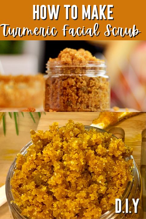 How to Make Turmeric Face Scrub! DIY Diy Tumeric Face Scrub For Dark Spots, Turmeric Facial Scrub, Turmeric Dark Spot Remover, Tumeric Skin Lightening Scrub, Tumeric Oil For Dark Spots, Tumeric Body Scrub Dark Spots Diy, Turmeric Exfoliating Scrub, Turmeric Body Scrub Dark Spots Diy, Turmeric Face Scrub Recipe