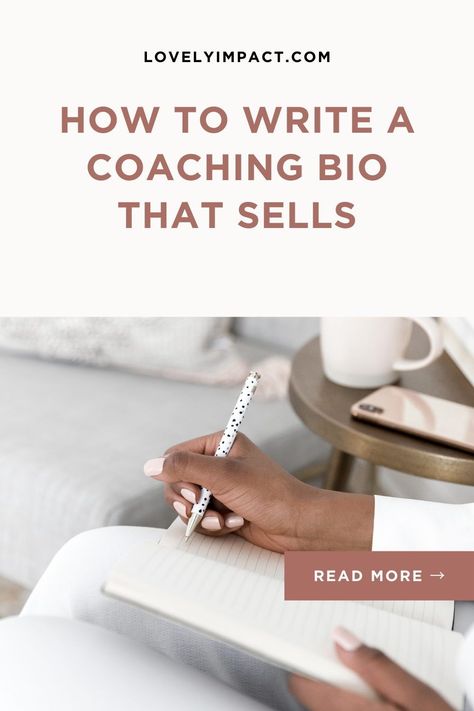 Learn how to write a coaching bio that gets you clients fast! We'll be showing you real examples of coaching bios from our clients, plus tips on what content to include. ❤ How To Write A Coaching Bio that Sells by Lovely Impact | coach tips, coaching tips, social media tips for coaches, marketing tips for coaches, coaching marketing Life Coach Instagram Bio, Benefits Of Life Coaching, Content Ideas For Life Coaches, Life Coaching Aesthetic, Life Coach Aesthetic, Life Coach Branding, Divorce Coach, Mental Block, Financial Coaching