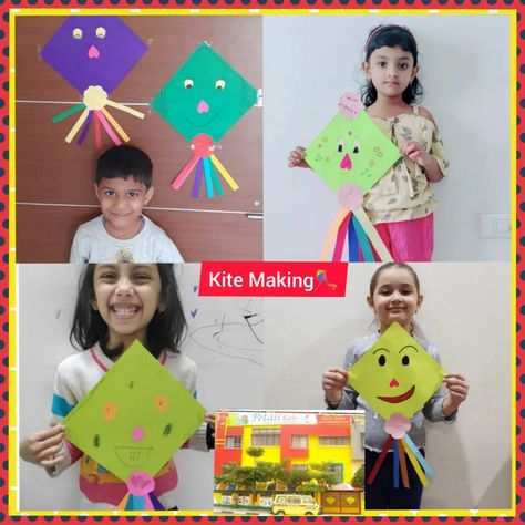 Sankranti Activity For Kids, Makar Sankranti Activity For Kids, Kite Day Activities, Kites Craft, School Kids Activities, Kites For Kids, English Grammar For Kids, Kite Making, Fly A Kite