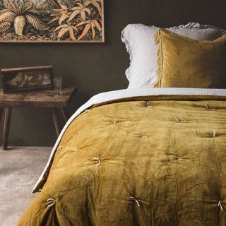 7 Interior Colour Trends For 2022 Gold Bedding, Yellow Bed, Horizontal Murphy Bed, Beds Uk, Queen Murphy Bed, Bedding Linen, Minimalist Sofa, Bedding Inspiration, Luxury Quilts