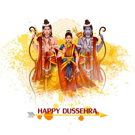 Illustration about Easy to edit vector illustration of Lord Rama Laxmana and Sita in Happy Dussehra background showing festival of India. Illustration of happy, lord, navami - 100266251 Dusherra Poster Design, Dashehra Creative Post, Dushreea Poster, Dasera Celebration Drawing, Dassera Festival Poster, Dasehra Creative Post, Dasera Celebration Status, Happy Dusserah, Happy Dashera Wishes