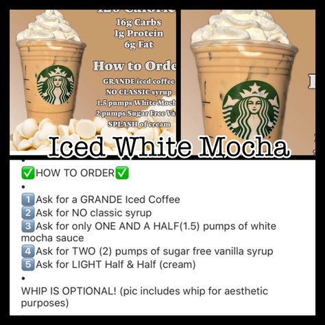 Low Cal White Chocolate Mocha Starbucks, Healthy White Chocolate Mocha Starbucks, Starbucks Drinks Mocha, Iced White Mocha Recipe, Iced White Mocha Starbucks, Iced White Chocolate Mocha Starbucks, White Mocha Recipe, White Mocha Starbucks, Low Cal Coffee