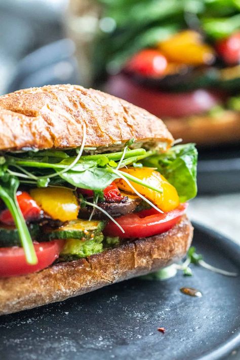 ULTIMATE Roasted Vegetable Sandwich Roast Vegetable Sandwich, Grilled Vegetables Sandwich, Roasted Vegetables Sandwich, Roasted Veggie Sandwich Recipes, Roasted Pepper Sandwich, Roasted Vegetable Wrap, Roasted Vegetable Sandwich, Veggie Sandwich Ideas, Roasted Veggie Sandwich