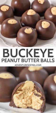 Buckeye Peanut Butter Balls, No Bake Candy, Chocolate Peanut Butter Balls, Buckeyes Recipe, Peanut Butter Balls Recipe, Resepi Biskut, Butter Balls, Candy Recipe, Peanut Butter Desserts